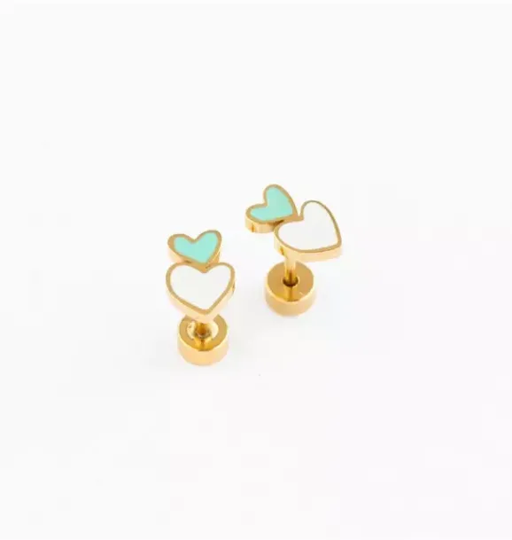 Janie and Jack Kids Accessories|Jewelry-Heart Stack Stud Earrings green