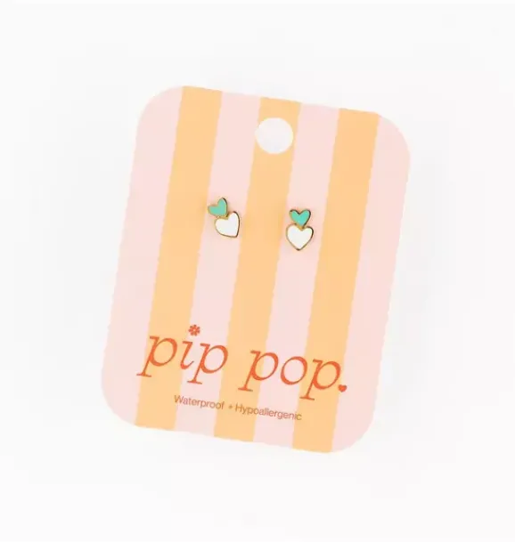 Janie and Jack Kids Accessories|Jewelry-Heart Stack Stud Earrings green