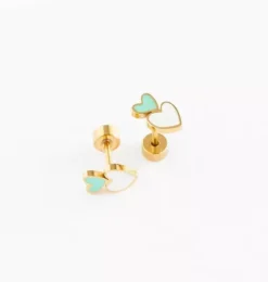 Janie and Jack Kids Accessories|Jewelry-Heart Stack Stud Earrings green