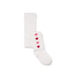 Janie and Jack Socks & Tights-Heart Tight jet ivory heart