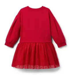 Janie and Jack Dresses-Heart Tulle Dress bright ruby