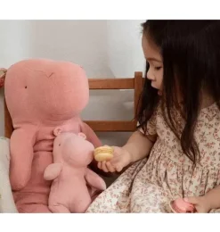 Janie and Jack Stuffed Animals-Hippo, Small - soft rose
