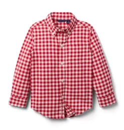 Janie and Jack Shirts-Houndstooth Flannel Shirt bradbury red houndstooth