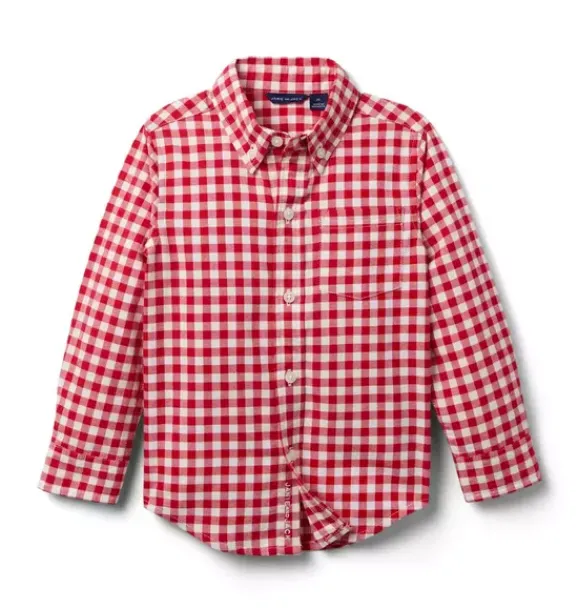 Janie and Jack Shirts-Houndstooth Flannel Shirt bradbury red houndstooth