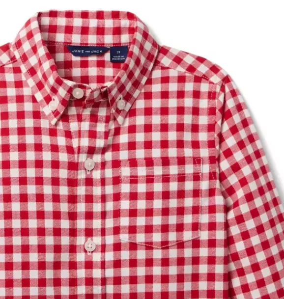 Janie and Jack Shirts-Houndstooth Flannel Shirt bradbury red houndstooth