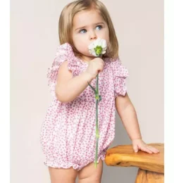 Janie and Jack Baby Pajamas|Petite Plume-Infants Ruffled Romper in sweethearts