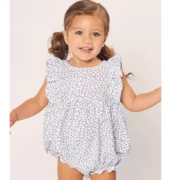 Janie and Jack Baby Pajamas|Petite Plume-Infants Ruffled Romper in bluehearts