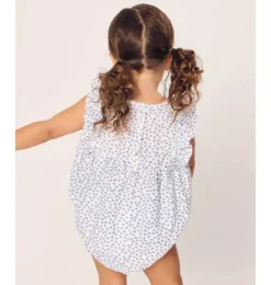 Janie and Jack Baby Pajamas|Petite Plume-Infants Ruffled Romper in bluehearts