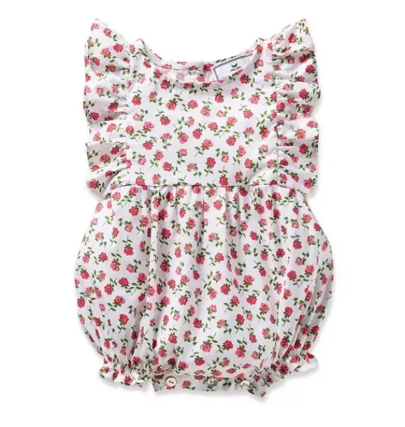 Janie and Jack Baby Pajamas|Petite Plume-Infants Ruffled Romper in petite petals