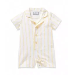 Janie and Jack Baby Pajamas|Petite Plume-Infant's Twill Romper in Sunny Stripe yellow