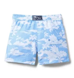 Janie and Jack Swim Trunks|Swim Outfits-Island Toile Swim Trunk blue stream island toile