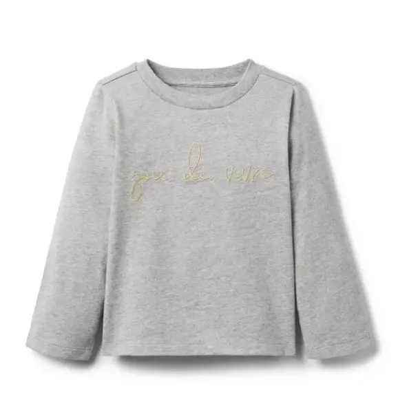 Janie and Jack Long Sleeve Tops-Joie De Vivre Tee classic grey heather