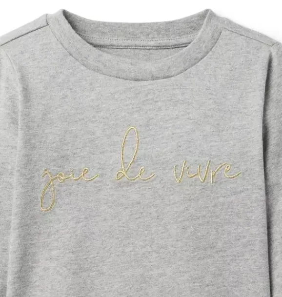 Janie and Jack Long Sleeve Tops-Joie De Vivre Tee classic grey heather