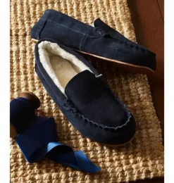 Janie and Jack Kids Shoes|Shoes-Kids Suede Slippers in navy