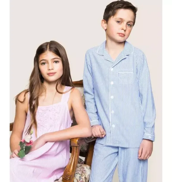 Janie and Jack Kids Pajamas|Petite Plume-Kid's Twill Pajama Set in french blue seersucker