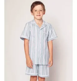 Janie and Jack Kids Pajamas|Petite Plume-Kid's Twill Short Pajama Set in vintage french stripes