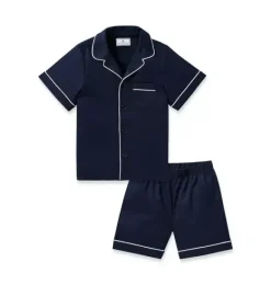 Janie and Jack Kids Pajamas|Petite Plume-Kid's Twill Short Sleeve Short Pajama Set in navy