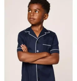 Janie and Jack Kids Pajamas|Petite Plume-Kid's Twill Short Sleeve Short Pajama Set in navy