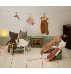 Janie and Jack Stuffed Animals-Kitten in Overalls - Blond blonde