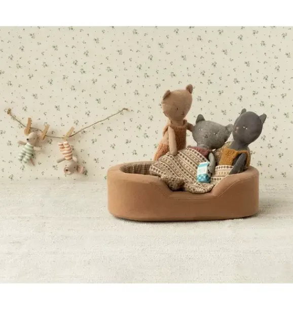 Janie and Jack Stuffed Animals-Kitten in Overalls - grey