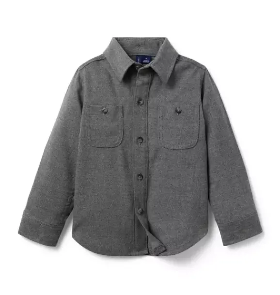 Janie and Jack Shirts-Knit Twill Shirt charcoal heather