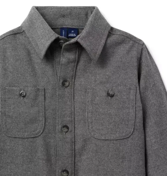 Janie and Jack Shirts-Knit Twill Shirt charcoal heather