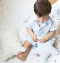 Janie and Jack Decorative Pillows And Throws-Knitted Cushion Biscuit Ivory ivory and dune white