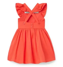 Janie and Jack Dresses-Lace Trim Flutter Sleeve Dress vibrant poppy