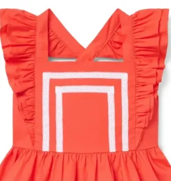 Janie and Jack Dresses-Lace Trim Flutter Sleeve Dress vibrant poppy