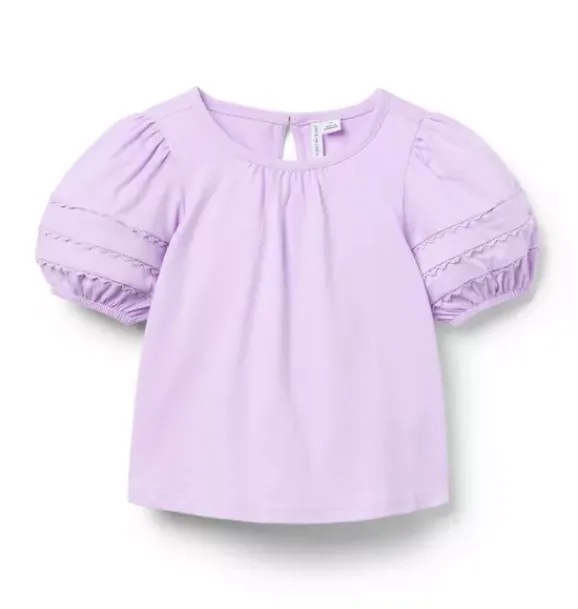 Janie and Jack Matching Sets|Short Sleeve Tops-Lace Trim Puff Sleeve Top blooming orchid
