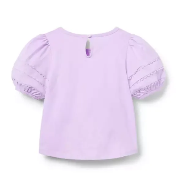 Janie and Jack Matching Sets|Short Sleeve Tops-Lace Trim Puff Sleeve Top blooming orchid