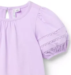 Janie and Jack Matching Sets|Short Sleeve Tops-Lace Trim Puff Sleeve Top blooming orchid