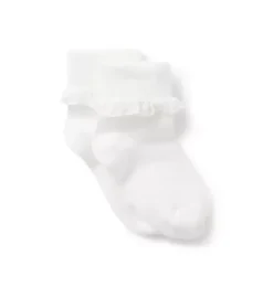 Janie and Jack Socks & Tights-Lace Trim Sock jet ivory