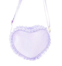 Janie and Jack Kids Accessories-Seersucker Heart Purse lavender