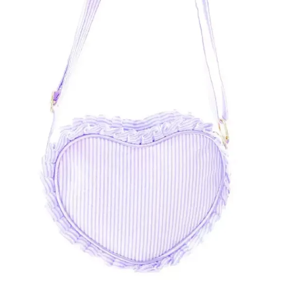 Janie and Jack Kids Accessories-Seersucker Heart Purse lavender