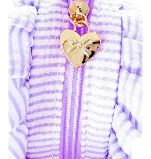 Janie and Jack Kids Accessories-Seersucker Heart Purse lavender
