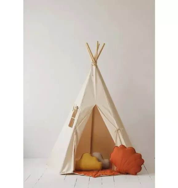 Janie and Jack Bedroom Furniture|Playroom-“” Teepee and "Grey Linen" Round Mat Set beige