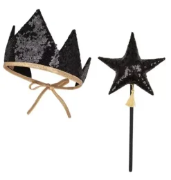 Janie and Jack Kids Accessories|Dress Up-&ldquo;&rdquo; Crown and Wand Magic Set black sequins