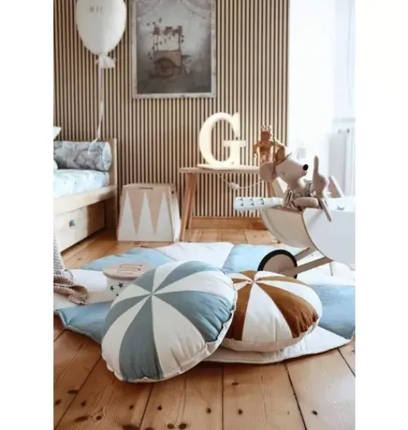 Janie and Jack Decorative Pillows And Throws|Seasonal Décor-“” Round Patchwork Pillow blue circus