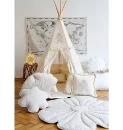 Janie and Jack Playroom|Bedroom Furniture-“” Teepee Tent with Frills and Embroidery boho