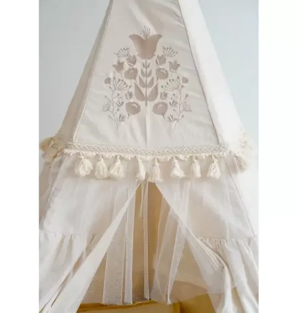 Janie and Jack Playroom|Bedroom Furniture-“” Teepee Tent with Frills and Embroidery boho