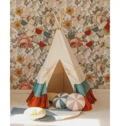 Janie and Jack Playroom|Bedroom Furniture-“” Teepee Tent with Frills and "Caramel Candy" Mat Set circus