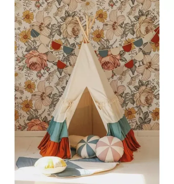 Janie and Jack Playroom|Bedroom Furniture-“” Teepee Tent with Frills and "Caramel Candy" Mat Set circus