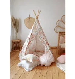 Janie and Jack Bedroom Furniture|Playroom-“” Teepee Tent and Round Mat Set flower power