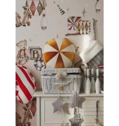 Janie and Jack Decorative Pillows And Throws|Seasonal Décor-&ldquo;&rdquo; Round Patchwork Pillow gold circus