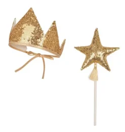 Janie and Jack Kids Accessories|Dress Up-“” Crown and Wand Magic Set gold sequins