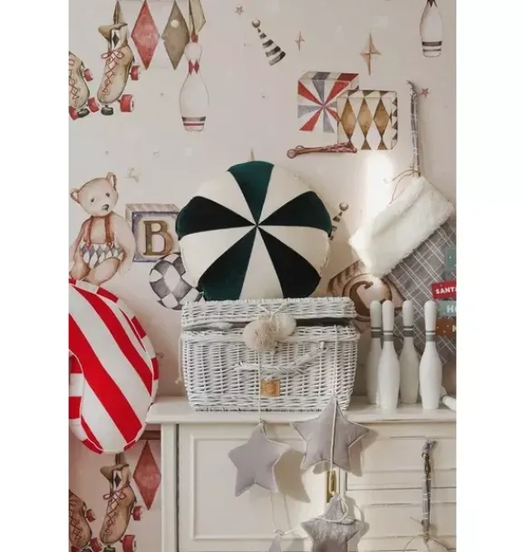Janie and Jack Decorative Pillows And Throws|Seasonal Décor-“” Round Patchwork Pillow green circus