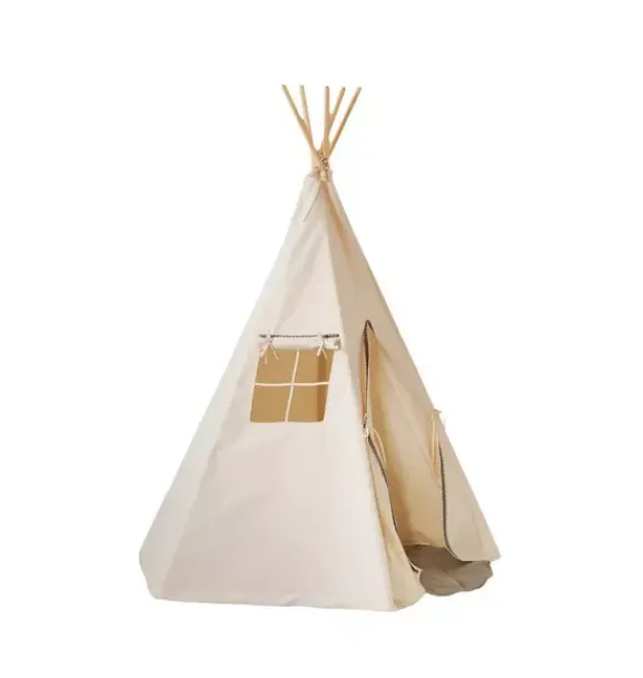 Janie and Jack Playroom|Bedroom Furniture-“” Teepee with Pompoms and Round Mat Set grey pompoms