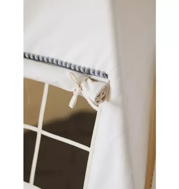Janie and Jack Playroom|Bedroom Furniture-“” Teepee with Pompoms and Round Mat Set grey pompoms