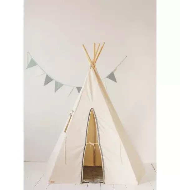 Janie and Jack Bedroom Furniture|Playroom-“” Teepee Tent with Pompoms grey pompoms